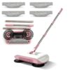 Smart Robot Vacuum Cleaner Mop & Broom, Dry Wet with 360° Swivel Head, 3 in 1 Hand Push Sweeper Mop Broom Manual Sweeper for Home Kitchen Office， Pink