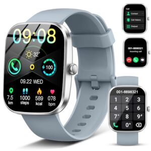 Smart Watch(Answer/Make Call), 1.91"HD Smartwatch for Men Women with Heart Rate/Sleep Monitor/Pedometer/Calories, 113+ Sports Fitness Watch Tracker, IP68 Waterproof Step Counter for Android iOS-Gray