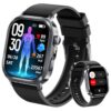 Smart Watch for Men Women (Answer/Make Calls), 1.95" AMOLED Screen Fitness Watch Real-Time Monitoring of Heart Rate/Sleep Auality/Body Temperature/Stress, SOS Button, 3ATM Waterproof for iOS Android