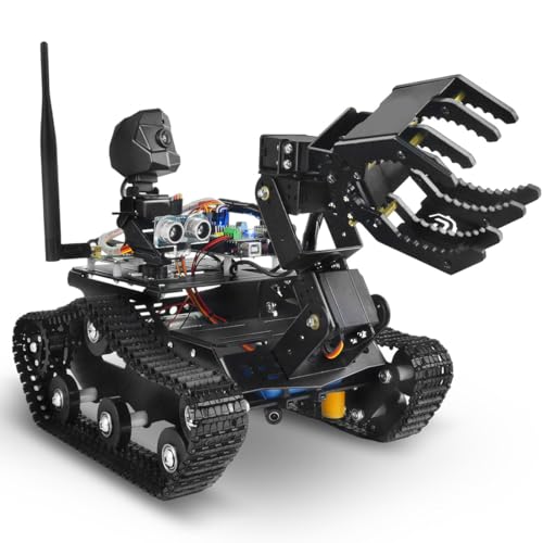 Smart WiFi Robot Car Kit for Arduino Mega 2560, All-Metal Tracked Tank Chassis with FPV Camera, Ultrasonic & Infrared Sensors, Programmable Robotics Education Gift for Adults Youth