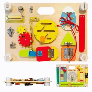 Smartwo Montessori Busy Board for Toddlers 3-5, Large Wooden Sensory Board with 20+ Learning Activities, Fine Motor Toy, Double-Sided Travel Busy Board for Preschool Boys & Girls