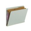 Smead 100% Recycled End Tab Pressboard Classification File Folder with SafeSHIELD Fasteners, 2 Dividers, 2" Expansion, Letter Size, Gray/Green, 10 per Box (26810)