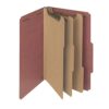Smead 100% Recycled Pressboard Classification File Folder, 3 Dividers, 3" Expansion, Legal Size, Red, 10 per Box (19099)