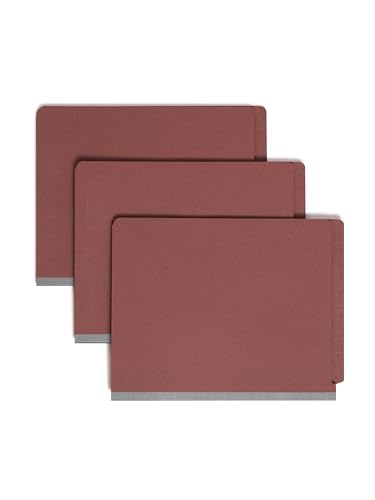 Smead End Tab Pressboard Classification File Folder with SafeSHIELD® Fasteners, Letter Size, 1 Divider, Red, 10 Folders per Box (26855)