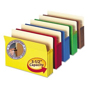 Smead File Pocket, Straight-Cut Tab, 3-1/2" Expansion, Letter Size, Assorted Colors, 5 per Pack (73892)