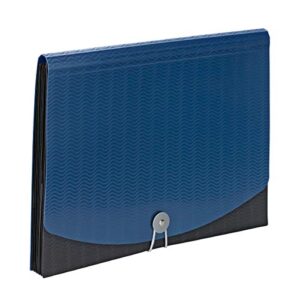 Smead Poly Frequency Expanding File Folders, Flap and Cord Closure, Letter Size, Wave Pattern, 7 Pocket, Blue/Black (70872)