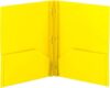 Smead Poly Two-Pocket Folder, Three-Hole Punch Prong Fasteners, Letter Size, Yellow, 6 per Pack
