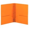 Smead Poly Two-Pocket Folder, Three-Hole Punch Prong Fasteners, Letter Size, Orange, 3 per Pack (87735)