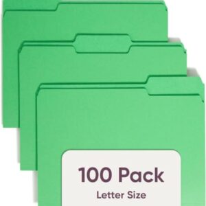 Smead Standard File Folders,Green,1/3-Cut Tabs,Letter Size (12143),100 Count (Pack of 5)