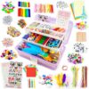 SMILESSKIDDO Arts Craft Supplies for Kids - 1100+ PCS Toddler DIY Craft Art Supply Set, Portable 3 Layered Folding Storage Box School Craft Projects - Gifts for Girls Ages 4-8, 8-12, Purple