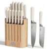 SMIRLY 14-Piece Kitchen Knife Set with Magnetic Block, High Carbon Stainless Steel Chef Knives, Ultra Sharp, Dishwasher Safe, Cream White