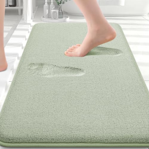 Smiry Memory Foam Bath Mat 30x20, Extra Soft Non-Slip Bathroom Rug, Ultra Absorbent, Quick Dry, Machine Washable Bathroom Mat for Shower, Tub & Floor Decor, Sage Green