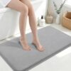 Smiry Memory Foam Bath Mat 40x24, Extra Soft Non-Slip Bathroom Rug, Ultra Absorbent, Quick Dry, Machine Washable Bathroom Mat for Shower, Tub & Floor Decor, Grey