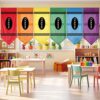 SmoothNovelty 6 Pcs School Classroom Curtains Back to Classroom Crayon Curtains 36" x 24" Rainbow Colorful Decor for Kindergarten Preschool Daycare Primary School Bedroom Playroom Kid Room