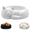 smtsmt Cat Shaped Jewelry Dish, Cute Curled Sleeping Cat Trinket Tray Multi-Purpose Storage Bowl, Decor Desktop Organizer for Entryway Dresser Bathroom Kitchen, Cats Lovers Home Decor (White)