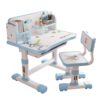 Snabcibs Kids Desk and Chair Set, Height Adjustable with Storage Drawer & Bookstand, Ergonomic Spacious Desktop, for Study, Reading, Drawing, Multi-Color Blue