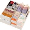 Sock Underwear Drawer Organizer Dividers, 6 Pack Foldable Fabric Storage Bins for Clothing, Baby Clothes, Bras, Panties, Scarves, Ties - 58 Cells