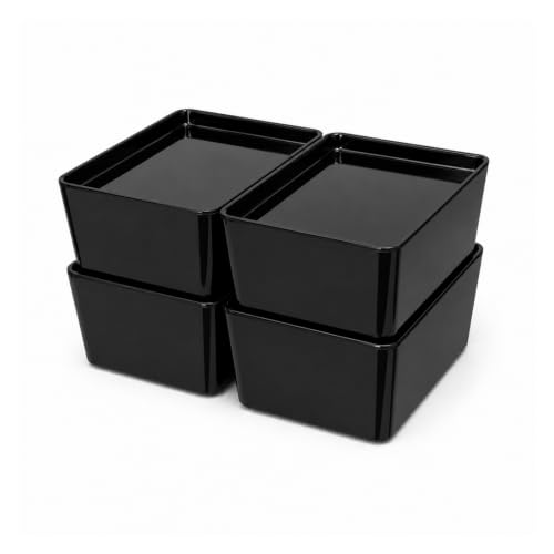 Soddeph 4 Pack Thick Plastic Storage Box with Lid, Durable Stackable Storage Bins, Hard Plastic Organizer Baskets for Home Office,Storage Containers.6.8" x 5.1" x 3.1" (Black with Lid)