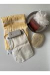 SODEF 7-Piece Turkish Bath Set for Men & Women - Premium Peshtemal, Aluminum Bowl, Kese, Pumice Stone, Comb, and Loofah - Appropriate for Spa, Beach, and Wedding Gifts - Yellow