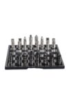 SODEF Black Nickel Metal Chess Set with Refined Pieces and Durable Board 14.2x14.2x7.1 Inches