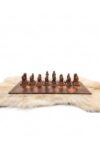 SODEF Genuine Leather Chess Set - Handmade Leather Board with Afyonkarahisar Themed Figures for Quality Play - Brown