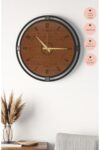 SODEF Large 18.9 x 18.9 in Wall Clock Black-Walnut Wood with 2 Gift Art Prints Silent Mechanism Modern Home Decor for Living Room Office - Siyah-Ceviz