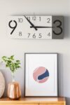 SODEF Minimalist Horizontal Wall Clock 18.9 x 6.7 in, Silent Sweep Mechanism, Modern Metal Detail Design for Home Office Decor - Large Size - White-Gray