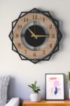 SODEF Modern Decorative Wall Clock 18.9 in Large Diameter Black Oak Wood with Silent Sweep Movement for Living Room, Office, Entryway, Kitchen - refined Home Decor Accent - Black-Oak