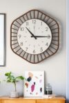 SODEF Modern Decorative Wood Wall Clock - 18.9 in Silent Mechanism, Black and White Design for Living Room and Office - Battery Operated - Bohemian Style - Brown-White