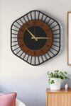 SODEF Modern Decorative Wood Wall Clock Silent Mechanism 48 inch Black Walnut Design with Contrasting White Details for Living Room Office - Siyah-Ceviz