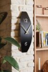 SODEF Modern Metal Wall Clock Black Asymmetrical Design 20 x 60 Inches Silent Sweep Movement Battery Operated for Living Room Office Home Decor - APS137 - Black