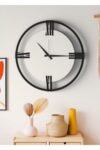 SODEF Modern Roman Numeral Wall Clock 48 inch Diameter Silent Mechanism with Black Frame and White Dial for Living Room, Office, MDF Material, Black-White Color - Black-White