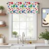 SODIKA Colorful Cartoon Jigsaw Kitchen Valances for Windows, Rod Pocket Short Window Treatment, Red Green Yellow Heart Stars Curtain Valances for Bathroom Living Room 1 Panel 60 x 18 Inch