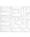 Sodynee Clear Plastic Drawer Organizer Storage - 25Pcs 4 Size Desk Bathroom Kitchen Organizers and Accessories Office Organization, Vanity Stackable Drawers Bins Trays Containers Dividers Makeup Sets
