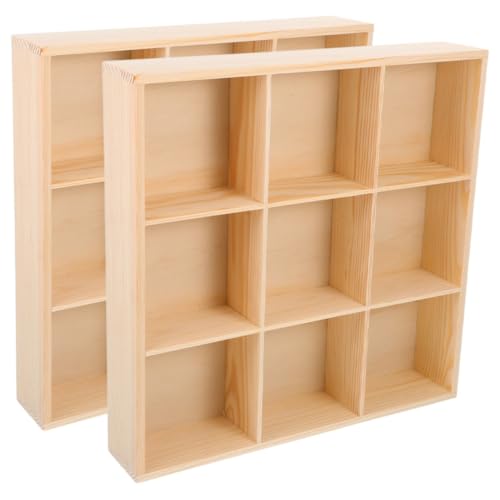 SOESFOUFU 2pcs Wood Drawer Organizer with 9 Multi-compartment Dividers for Clothes Socks Underwear, Space-saving and Versatile Storage Box for Closet, Dresser, and Wardrobe Organization
