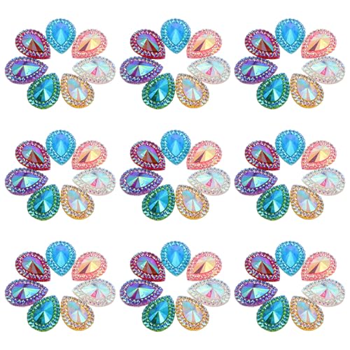 SOESFOUFU Waterdrop Shape Resin Rhinestones Random Color 100pcs Flexible Application on Bags and Shoes for Embellishments and DIY Jewelry Making for Wedding Decorations and Craft Projects