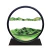 SOFLIY 3D Dynamic Sand Art Liquid Motion, Moving Sand Art Picture Round Glass 3D Deep Sea Sandscape in Motion Display Flowing Sand Frame Relaxing Desktop Home Office Work Decor (Green, 12")