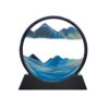 SOFLIY 3D Dynamic Sand Art Liquid Motion, Moving Sand Art Picture Round Glass 3D Deep Sea Sandscape in Motion Display Flowing Sand Frame Relaxing Desktop Home Office Work Decor (Blue, 7")