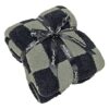 Soft Checkered Throw Blanket, Ultra Cozy Knit Throw Blanket Fluffy Fuzzy Reversible Checkerboard Blanket for Travel Couch Sofa Bed Decor, 51x63 inches, Black Grey