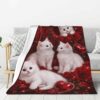 Soft Flannel Throw Blanket for Couch Sofa Bed Cute White Kittens