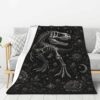 Soft Flannel Throw Blanket for Couch Sofa Bed Gothic Dino Skeleton