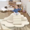 Soft Foam Block Play Structures Climbers for Child Development, 6-Piece Baby Foam Climbing Foam, Climbing Crawling Toys Soft Foam Blocks Activity Play Set (Beige)