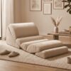 Soft Moon Chair, Floor Lounger Pillow Set, Modular Floor Cushion Adjustable Chaise Lounge Pillow for Sitting Reclining Relaxing, Soft Support for Cozy Corner Reading Nook Meditation Gaming, Beige
