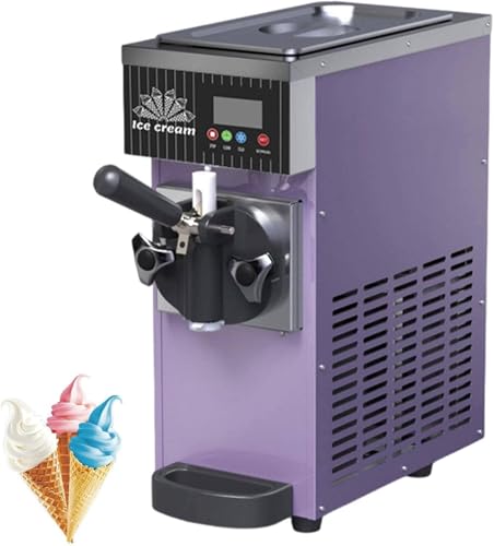 Soft Serve Ice Cream Machine, Countertop Maker with LCD Panel, Single Flavor Commercial Ice Cream Machine, Auto Clean Pre-Cooling, Countertop Dessert Maker for Restaurants Purple