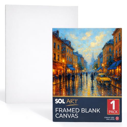 SOL 1pk Framed Blank Canvas for Painting – A4 Artist Board with MDF Backing for Acrylic, Oil & Mixed Media – Pre-Stretched Surface for DIY, Craft, Display, Studio or Classroom Use
