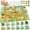 Solalalam 32pcs Harvest Farm World & Animals Busy Board for Kids Age 5+