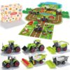 Solalalam High Detail Farm Car Toys with Activity Play Map for Kids