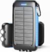 Solar Charger Power Bank 49800mAh Portable 15W Fast Charging Power Bank with QC3.0 USB-C & Dual USB-A Ports for Cell Phones, LED Flashlight, Carabiner, Waterproof Solar Panel for Camping, Outdoor