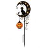 Solar Halloween Black Cat & Pumpkin Moon Garden Stake Light, Hanging Jack-o'-Lantern Crescent Moon Solar Cat Yard Decor for Garden, Lawn, Pathway, Patio & Porch
