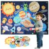 Solar System for Kids Toys, Children's Space Felt Board, Montessori Toys Outer Space Sensory Board, Gifts for Boys and Girls, Planetary Toys Suitable for Toddler Aged 3-8